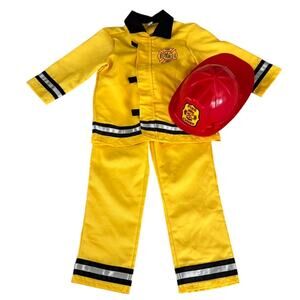 Old Navy Fireman Costume 4T-5T With Red Hard Plastic Hat Dress Up Imaginary Play